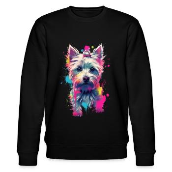 Yorkshire Terrier Welpe Hund - Stanley/Stella Unisex Bio-Sweatshirt CHANGER  - Schwarz - Vorne - Nik (191cm) & Marisol (170cm)