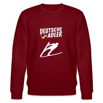 Skispringen Deutschland Skispringer Deutsche Adler - Stanley/Stella Unisex Bio-Sweatshirt CHANGER  - Burgunderrot - Vorne - Nik (191cm) & Marisol (170cm)