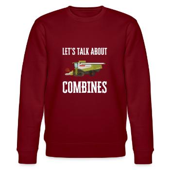 Farming Combine Harvester Driver Agriculture - Stanley/Stella Unisex Bio-Sweatshirt CHANGER  - Burgunderrot - Vorne - Nik (191cm) & Marisol (170cm)