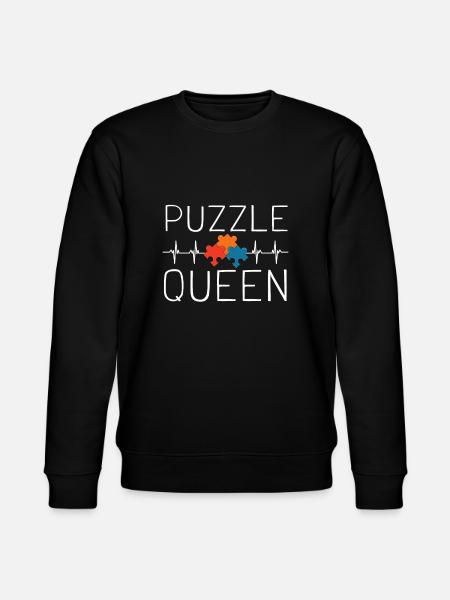 Puzzle Queen - Jag pusslar förbi min läggdags - Ekologisk sweatshirt CHANGER unisex från Stanley/Stella - svart