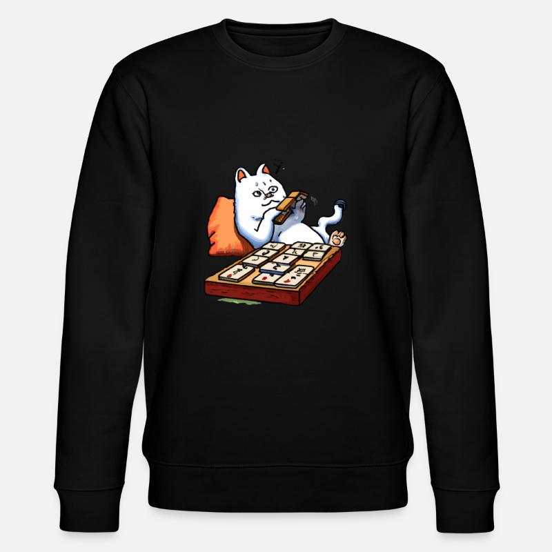 Cats Playing Mahjong - Stanley/Stella Unisex Bio-Sweatshirt CHANGER  - Schwarz