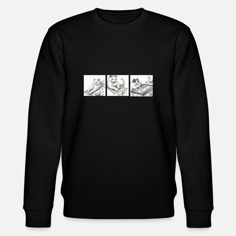 Cats Playing Mahjong - Stanley/Stella Unisex Bio-Sweatshirt CHANGER  - Schwarz