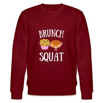 Babes Who Brunch Squat - Stanley/Stella Unisex Bio-Sweatshirt CHANGER  - Burgunderrot - Vorne - Nik (191cm) & Marisol (170cm)