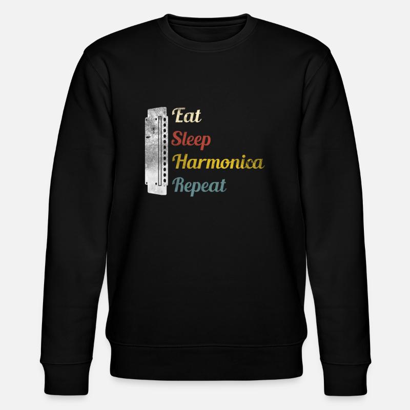 Eat Sleep Harmonica Repeat Mundharmonika - Stanley/Stella Unisex Bio-Sweatshirt CHANGER  - Schwarz
