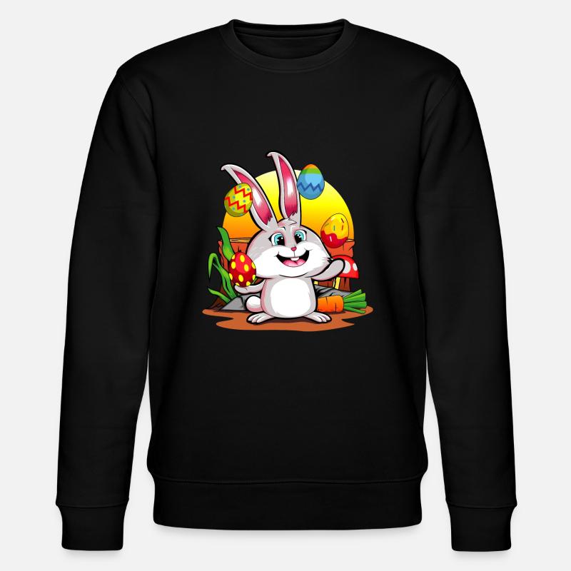 Easter Bunny | Happy Easter Juggling Eggs - Stanley/Stella CHANGER Unisex Organic Sweatshirt - black