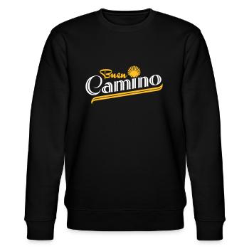 Buen Camino | Camino de Santiago | Jakobsweg - Stanley/Stella Unisex Bio-Sweatshirt CHANGER  - Schwarz - Vorne - Nik (191cm) & Marisol (170cm)