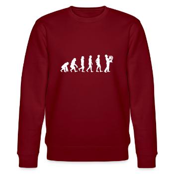 Horn Player T-Shirt Gift Evolution - Stanley/Stella CHANGER Unisex Organic Sweatshirt - burgundy - Front - Nik (191cm) & Marisol (170cm)