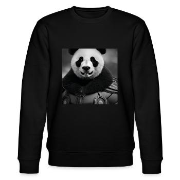 Panda-Soldat und seine Rüstung - Stanley/Stella Unisex Bio-Sweatshirt CHANGER  - Schwarz - Vorne - Nik (191cm) & Marisol (170cm)
