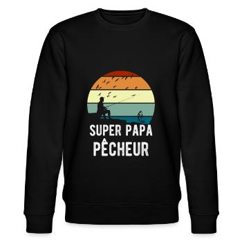 Super papa pêcheur cadeau pêcheur - Sweat bio CHANGER Stanley/Stella Unisexe - noir - Devant - Nik (191cm) & Marisol (170cm)