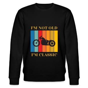 Klassiker Motorrad Retro Design - Stanley/Stella Unisex Bio-Sweatshirt CHANGER  - Schwarz - Vorne - Nik (191cm) & Marisol (170cm)