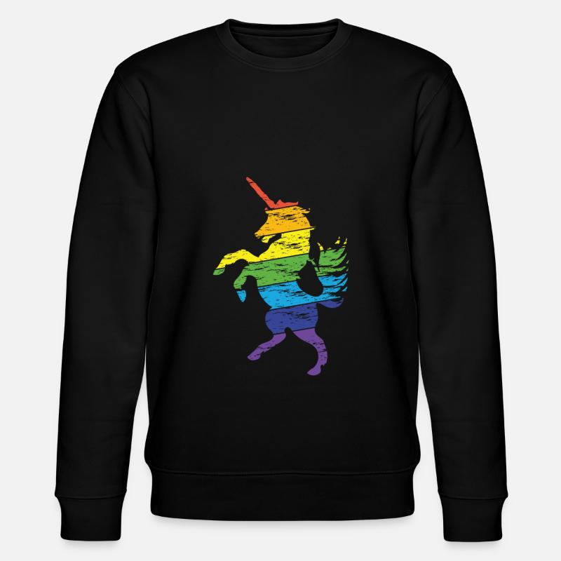 Einhorn Regenbogen - Stanley/Stella Unisex Bio-Sweatshirt CHANGER  - Schwarz
