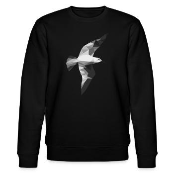 Polygon Möwe – Nordsee Geometrie - Stanley/Stella Unisex Bio-Sweatshirt CHANGER  - Schwarz - Vorne - Nik (191cm) & Marisol (170cm)