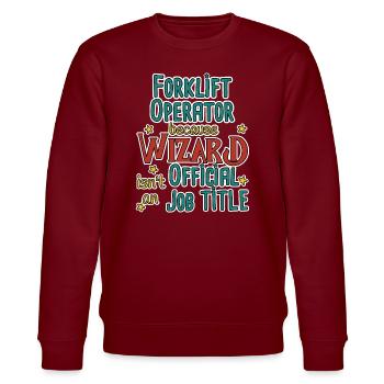 Forklift Operator Wizard - Stanley/Stella Unisex Bio-Sweatshirt CHANGER  - Burgunderrot - Vorne - Nik (191cm) & Marisol (170cm)