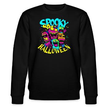 Vintage, retro „Spooky Halloween“ Design - Stanley/Stella Unisex Bio-Sweatshirt CHANGER  - Schwarz - Vorne - Nik (191cm) & Marisol (170cm)