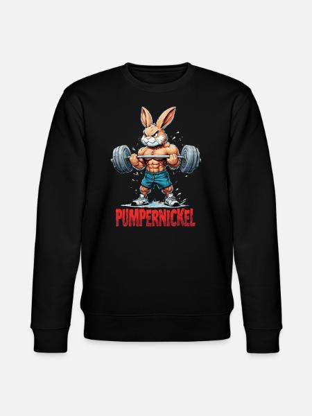 Pumpernickel - Rabbit in strength training - Stanley/Stella CHANGER Unisex Organic Sweatshirt - black