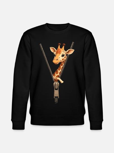 Fun Giraffe with Zipper - Stanley/Stella CHANGER Unisex Organic Sweatshirt - black