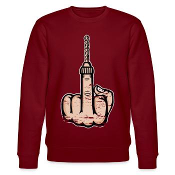 Mittelfinger Stinkefinger Bohrmaschine Design - Stanley/Stella Unisex Bio-Sweatshirt CHANGER  - Burgunderrot - Vorne - Nik (191cm) & Marisol (170cm)