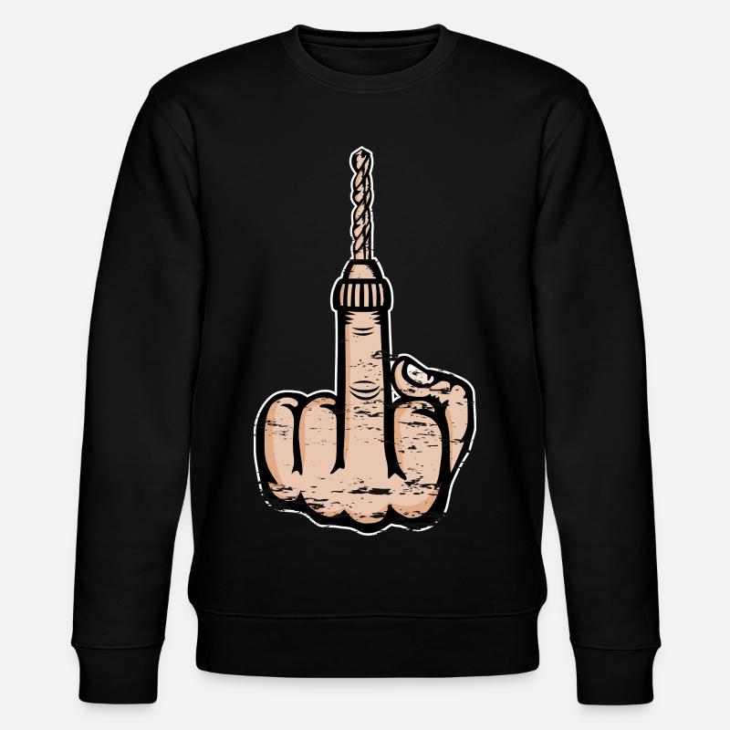 Middle Finger Stinky Finger Drill Design - Stanley/Stella CHANGER Unisex Organic Sweatshirt - black