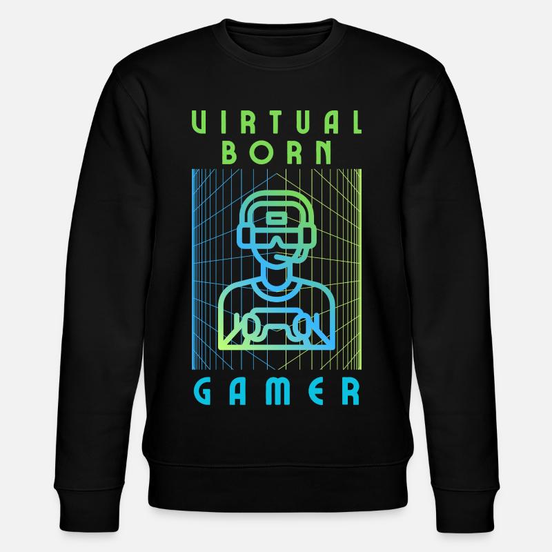 Virtuell geborener Gamer - Stanley/Stella Unisex Bio-Sweatshirt CHANGER  - Schwarz
