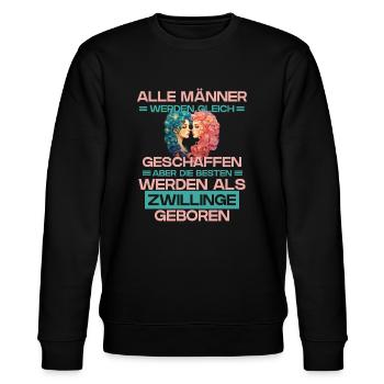 Sternzeichen Zwillinge - Stanley/Stella Unisex Bio-Sweatshirt CHANGER  - Schwarz - Vorne - Nik (191cm) & Marisol (170cm)