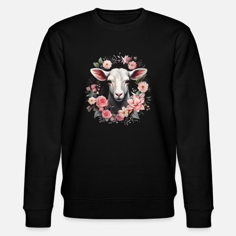 Ziege Blumen Geschenk - Stanley/Stella Unisex Bio-Sweatshirt CHANGER - Schwarz