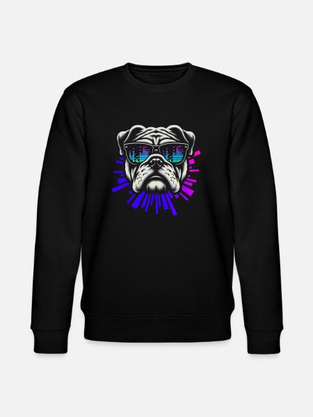 Bulldog With Sunglasses House Music Rave DJ - Stanley/Stella CHANGER Unisex Organic Sweatshirt - black