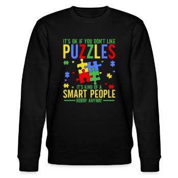 Jigsaw Puzzle Piece Puzzle Lover - Stanley/Stella CHANGER Unisex Organic Sweatshirt - black - Front - Nik (191cm) & Marisol (170cm)
