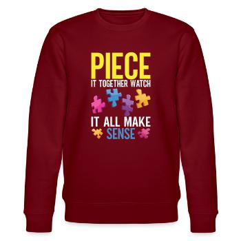Jigsaw Puzzle Piece Puzzle Lover - Stanley/Stella CHANGER Unisex Organic Sweatshirt - burgundy - Front - Nik (191cm) & Marisol (170cm)