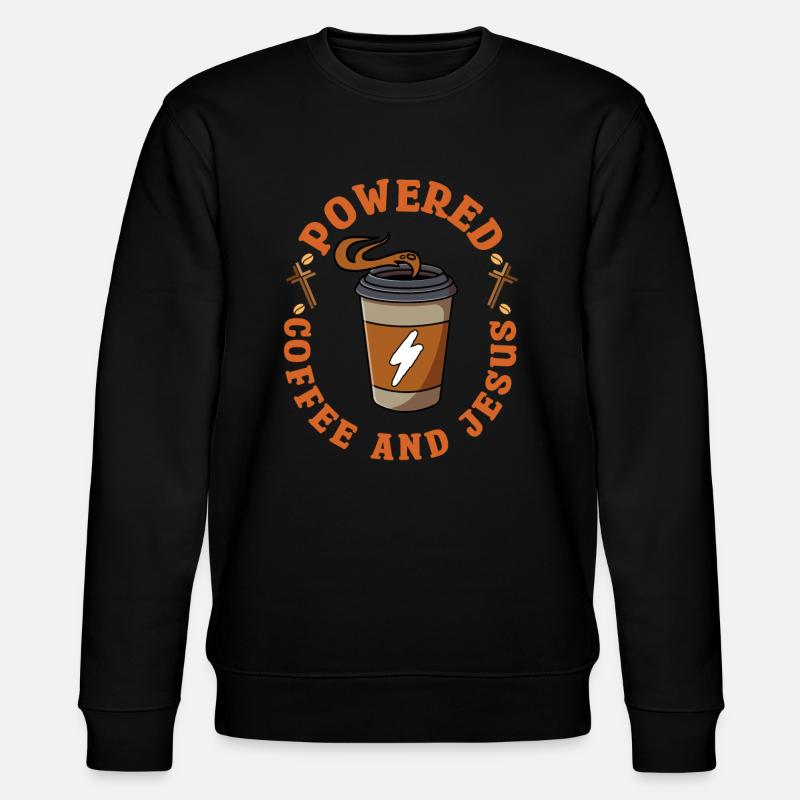 Powered By Coffee And Jesus - Stanley/Stella CHANGER Unisex Organic Sweatshirt - black