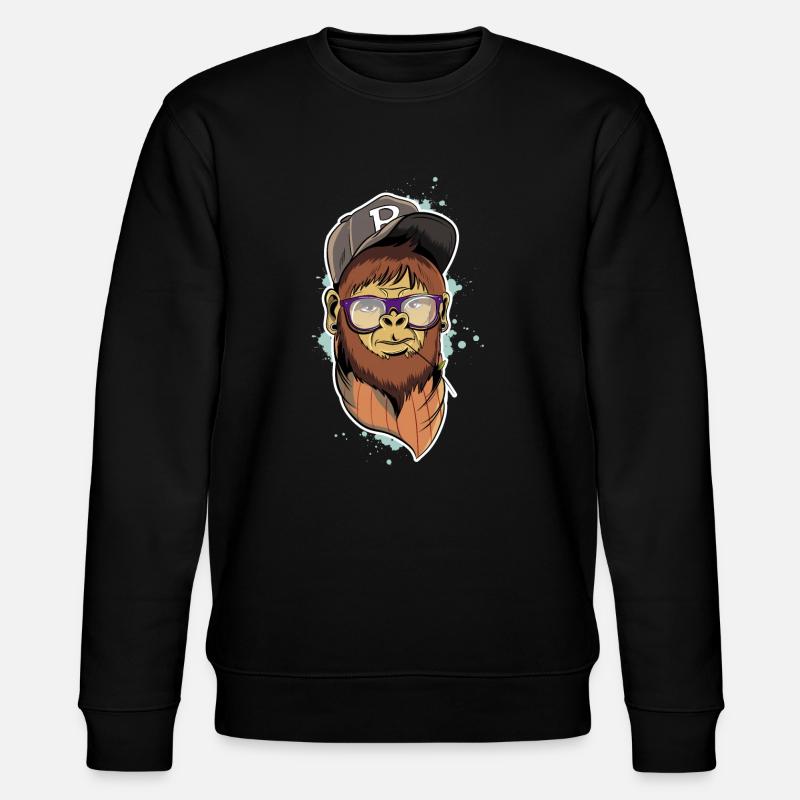 Hipster Monkey - Stanley/Stella CHANGER Unisex Organic Sweatshirt - black