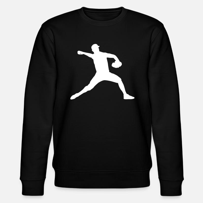 Baseball Batting Ball Pitcher Gift - Stanley/Stella CHANGER Unisex Organic Sweatshirt - black