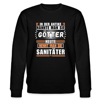 Gods in Antiquity. Today paramedic - Stanley/Stella CHANGER Unisex Organic Sweatshirt - black - Front - Nik (191cm) & Marisol (170cm)