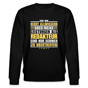 Unübertroffene Leistung als Redakteur - Stanley/Stella Unisex Bio-Sweatshirt CHANGER  - Schwarz - Vorne - Nik (191cm) & Marisol (170cm)