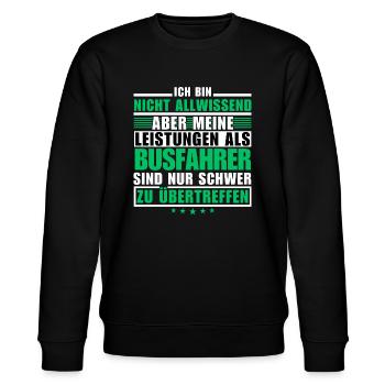 Unübertroffene Leistung als Busfahrer - Stanley/Stella Unisex Bio-Sweatshirt CHANGER  - Schwarz - Vorne - Nik (191cm) & Marisol (170cm)