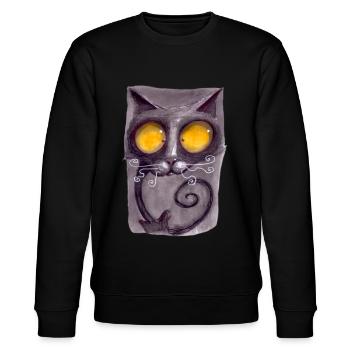 Serial Cat 13 - Stanley/Stella CHANGER Unisex Organic Sweatshirt - black - Front - Nik (191cm) & Marisol (170cm)