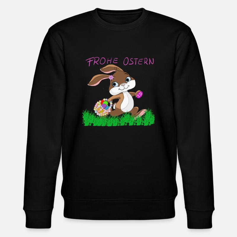 Osterhase mit Korb - Stanley/Stella Unisex Bio-Sweatshirt CHANGER  - Schwarz
