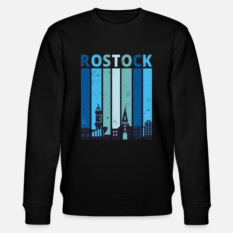 Rostock Rostocker Stadtsilhouette Geschenk - Stanley/Stella Unisex Bio-Sweatshirt CHANGER  - Schwarz
