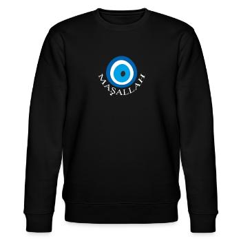 NAZAR BLAUES AUGE | MASALLAH | ORIENTALISCH TÜRKEI - Stanley/Stella Unisex Bio-Sweatshirt CHANGER  - Schwarz - Vorne - Nik (191cm) & Marisol (170cm)