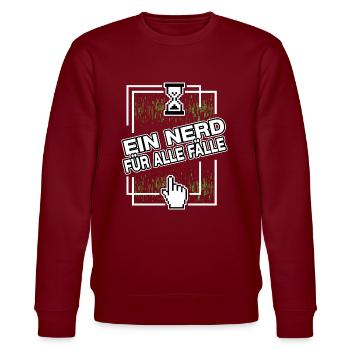 nerd administrator IT abteilung pixel coder - Stanley/Stella Unisex Bio-Sweatshirt CHANGER  - Burgunderrot - Vorne - Nik (191cm) & Marisol (170cm)