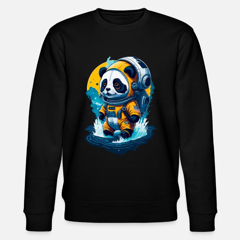 Niedlicher Panda-Astronaut - Stanley/Stella Unisex Bio-Sweatshirt CHANGER  - Schwarz