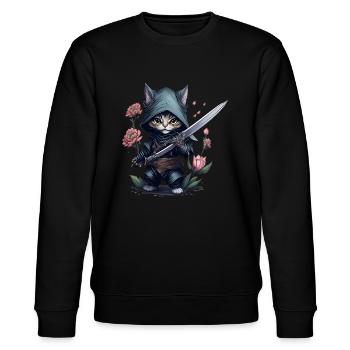 The ultimate ninja cat - Stanley/Stella CHANGER Unisex Organic Sweatshirt - black - Front - Nik (191cm) & Marisol (170cm)