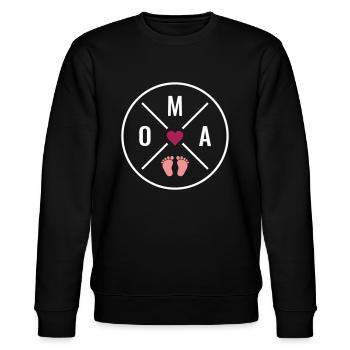 Oma Herz Baby Babyfüße Liebe Farben anpassbar OMA - Stanley/Stella Unisex Bio-Sweatshirt CHANGER  - Schwarz - Vorne - Nik (191cm) & Marisol (170cm)