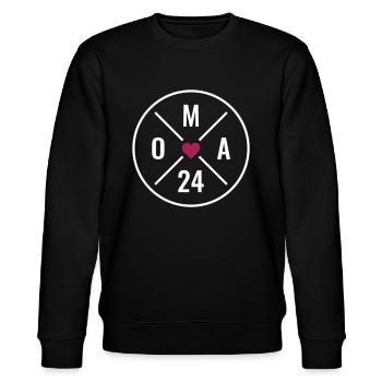 Oma 24 - Oma Herz - Oma 2024 - Stanley/Stella Unisex Bio-Sweatshirt CHANGER  - Schwarz - Vorne - Nik (191cm) & Marisol (170cm)