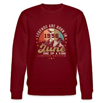 June 1956 Anniversary Juni 1956 Juni - Stanley/Stella CHANGER Unisex Organic Sweatshirt - burgundy - Front - Nik (191cm) & Marisol (170cm)