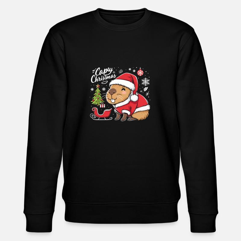 Capybara Weihnachtsbaum Weihnachtsmann - Stanley/Stella Unisex Bio-Sweatshirt CHANGER  - Schwarz
