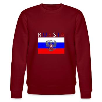 Russia flag - art design - Stanley/Stella CHANGER Unisex Organic Sweatshirt - burgundy - Front - Nik (191cm) & Marisol (170cm)