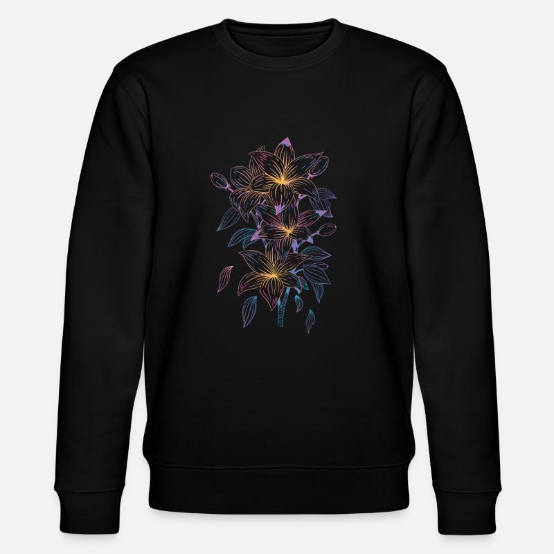 Lilien mit Regenbogenmotiv - Stanley/Stella Unisex Bio-Sweatshirt CHANGER  - Schwarz