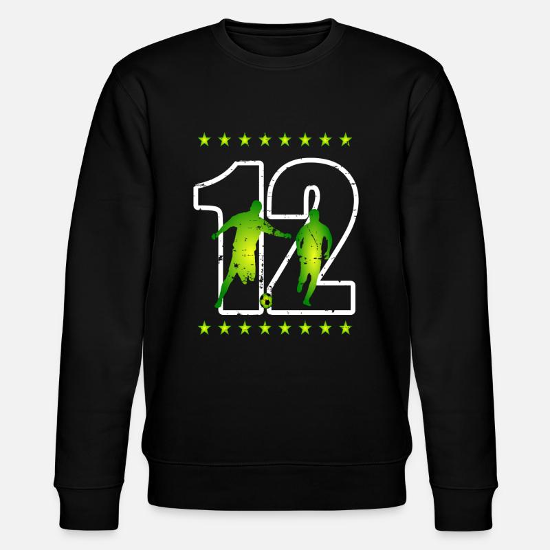Fußball Trikotnummer 12 - Stanley/Stella Unisex Bio-Sweatshirt CHANGER  - Schwarz