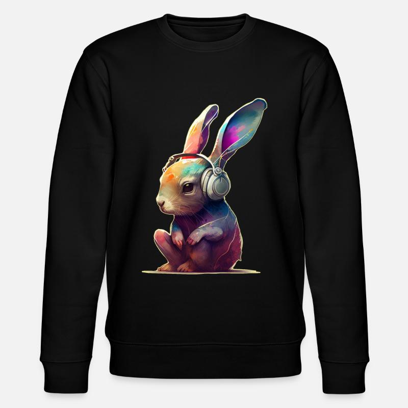 Lapin avec casque DJ - Sweat bio CHANGER Stanley/Stella Unisexe - noir