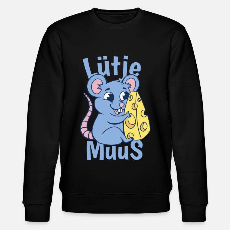 Lütje Muus Plattdeutsch Maus - Stanley/Stella Unisex Bio-Sweatshirt CHANGER  - Schwarz